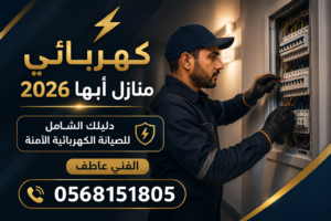 كهربائي منازل أبها 2026 | دليلك الشامل للصيانة الكهربائية الآمنة – الفني محمد حسن 0590109026